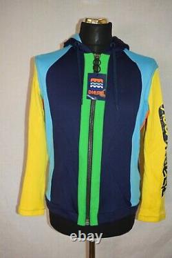 Diesel Mens Hooded Top M Neoprene MIX Multi Colour Rare £199 Aqua Hollic Range