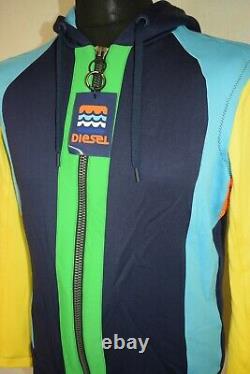 Diesel Mens Hooded Top M Neoprene MIX Multi Colour Rare £199 Aqua Hollic Range