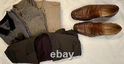 Dress Clothes Bundle Lot of Mens Sweaters, Polo, Blazer, Dress Shoes Medium 11