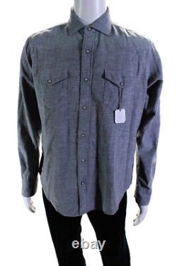 ELEVENTY Mens Long Sleeve Corduroy Snap Dress Shirt Light Great Melange Medium