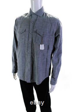 ELEVENTY Mens Long Sleeve Corduroy Snap Dress Shirt Light Great Melange Medium