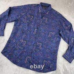ETRO Milano Shirt Men 43 Purple Paisley 100% Silk Slim Fit Long Sleeve Designer