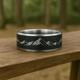 Engraved Mountain Range Ring, Unique Men's Tungsten Wedding Band, 8mm