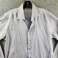 Eton Brocade Slim Fit Dress Shirt Men's 41/16 Light Blue Front Button Closure +