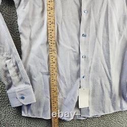 Eton Brocade Slim Fit Dress Shirt Men's 41/16 Light Blue Front Button Closure +