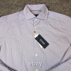 Eton Dress Shirt Men's 15.5 39 Blue Striped Contemporary Business Twill Button U