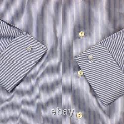 Eton Dress Shirt Men's 15.5 39 Blue Striped Contemporary Business Twill Button U
