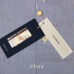 Eton Dress Shirt Men's 15.5 39 Blue Striped Contemporary Business Twill Button U