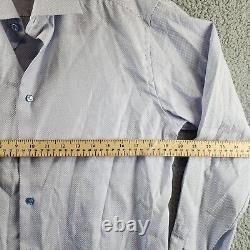 Eton Slim Fit Brocade Dress Shirt Men's 42/16.5 Light Blue Collared Long Sleeve