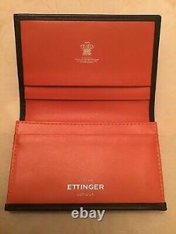 Ettinger Wallet Sterling Silver Range Visiting Card Case In Orange BNIB RRP £145