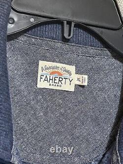 Faherty Mens Bridger Range Vest Navy Marl Zip Fleece Lined XL