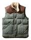 Faherty Range Down Vest Mens Nylon / Leather In Pine Cone Puffer Sz L Nwt $448
