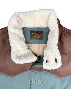 Faherty Range Down Vest Mens Nylon / Leather in Pine Cone Puffer Sz L NWT $448