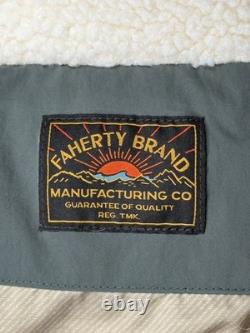 Faherty Range Down Vest Mens Nylon / Leather in Pine Cone Puffer Sz L NWT $448