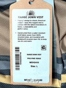 Faherty Range Down Vest Mens Nylon / Leather in Pine Cone Puffer Sz L NWT $448