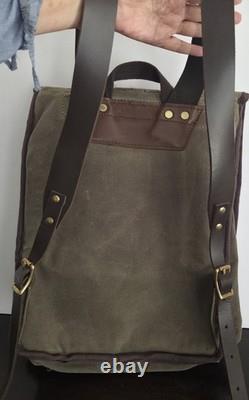 Frost River Premium Mesabi Range Daypack Leather Green Canvas USA Made