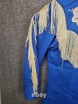 H Bar C Shirt Mens Pearl Snap California Ranchwear Blue Fringe Western Cowboy