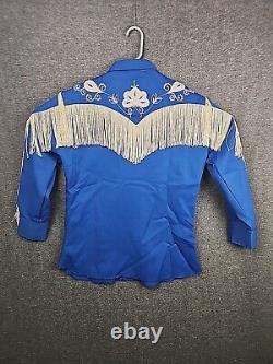 H Bar C Shirt Mens Pearl Snap California Ranchwear Blue Fringe Western Cowboy