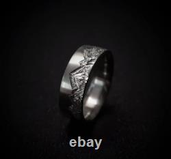 High Finish 935 Argentium Silver Mountain Range Design Men Fashion Hip-Hop Ring