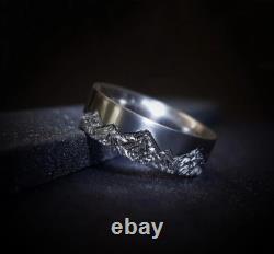 High Finish 935 Argentium Silver Mountain Range Design Men Fashion Hip-Hop Ring