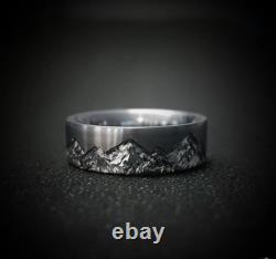 High Finish 935 Argentium Silver Mountain Range Design Men Fashion Hip-Hop Ring