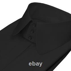 High Penny Collar Shelby Brothers Men's Black Hidden Placket Retro Style Shirt