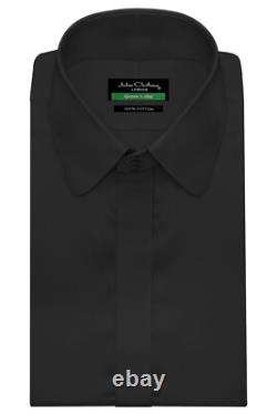 High Penny Collar Shelby Brothers Men's Black Hidden Placket Retro Style Shirt