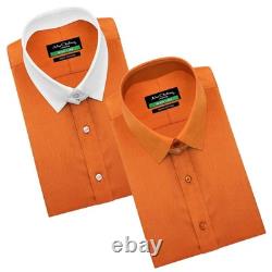 James Bond Style Men's Shirt Tab Loop Collar Wedding Evening Party Cotton Dress