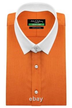 James Bond Style Men's Shirt Tab Loop Collar Wedding Evening Party Cotton Dress