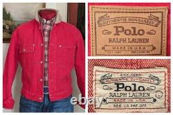 L VGT Minty POLO RALPH LAUREN Faded Red AUTHENTIC DUNGAREES Denim TRUCKER Jacket