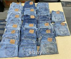 LOT OF 20 Vintage 90's-2000's LEVI'S 501's Farmer Denim Jeans Ripped Worn