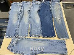 LOT OF 20 Vintage 90's-2000's LEVI'S 501's Farmer Denim Jeans Ripped Worn