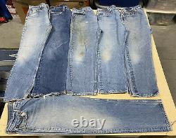 LOT OF 20 Vintage 90's-2000's LEVI'S 501's Farmer Denim Jeans Ripped Worn