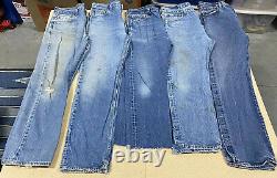 LOT OF 20 Vintage 90's-2000's LEVI'S 501's Farmer Denim Jeans Ripped Worn