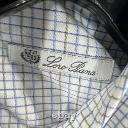 Loro Piana Shirt Mens Medium Button Up Cotton Check Long Sleeve Italy
