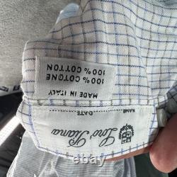 Loro Piana Shirt Mens Medium Button Up Cotton Check Long Sleeve Italy