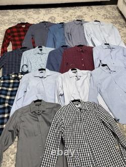 Lot of 16 Mens Dress Shirts Size Small Banana Republic J Crew Kenneth Cole Plaid