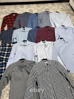 Lot of 16 Mens Dress Shirts Size Small Banana Republic J Crew Kenneth Cole Plaid