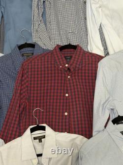 Lot of 16 Mens Dress Shirts Size Small Banana Republic J Crew Kenneth Cole Plaid