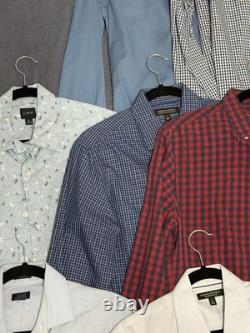 Lot of 16 Mens Dress Shirts Size Small Banana Republic J Crew Kenneth Cole Plaid