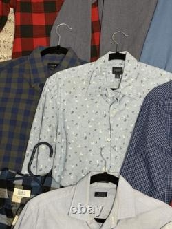 Lot of 16 Mens Dress Shirts Size Small Banana Republic J Crew Kenneth Cole Plaid
