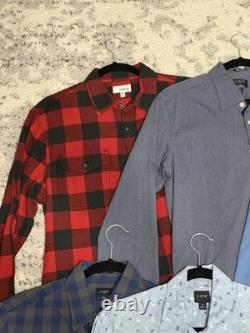 Lot of 16 Mens Dress Shirts Size Small Banana Republic J Crew Kenneth Cole Plaid