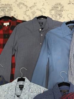 Lot of 16 Mens Dress Shirts Size Small Banana Republic J Crew Kenneth Cole Plaid