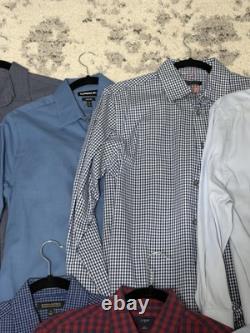 Lot of 16 Mens Dress Shirts Size Small Banana Republic J Crew Kenneth Cole Plaid