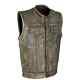 Men Motorcycle Rider Real Biker Leather Vest Hunt Club Distressed Concealed Vest