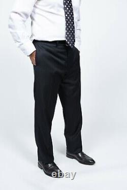 Men RALPH LAUREN Suit 100% Wool Two Button Classic Pinstripe Formal 503 Black