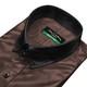 Men Tom Ford Style Tab Collar Shirt Choco Brown Silky Prom Wedding Evening Dress