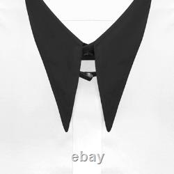 Men Wedding White Hidden Placket Custom Made Shirt Vintage Spearpoint Tab Collar