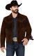 Men Western Suede Leather Jacket Native American Tassels Fringe Cowboy Jacket