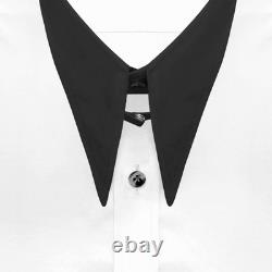 Men's 1920s Vintage Goodfellas Spear Arrow Pointed Tab Collar White Dress Shirt
